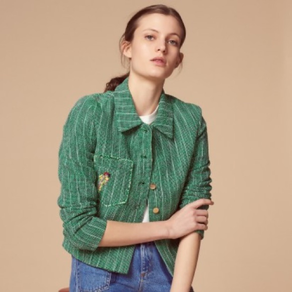SANDRO Paris Lelia Tweed Parrot-Detail Jacket